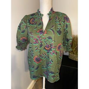 Sugarlips Vibrant Green Floral Top